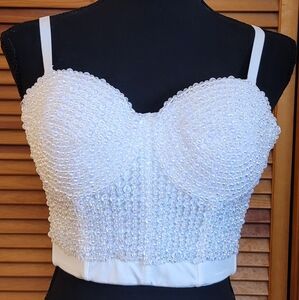 EUC Beaded Bustier Corset Crop Top Size Small